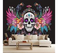 Bedroom Wallpaper 300x210cm Painted Skull Wings arthouse Photo Wallpaper Gothic Style Quick Wall Decoration DIY Creative Wall Cover Headboard Mural Living Room Bedroom Easy to Apply