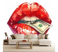 Bedroom Wallpaper 300x210cm Red Lips arthouse Photo Wallpaper Material Desire Element Quick Wall Decoration DIY Creative Wall Cover Headboard Mural Living Room Bedroom Easy to Apply