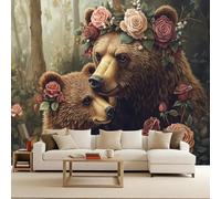 Bedroom Wallpaper 300x210cm Warmth and Beauty Bear arthouse Photo Wallpaper Natural Wild Series Quick Wall Decoration DIY Creative Wall Cover Headboard Mural Living Room Bedroom Easy to Apply