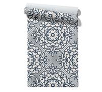 Bedroom Wallpaper Neutral Large Dark Blue Retro Modern Geometric Art | Waterproof and oil-resistant PVC vinyl. Works on tiles, glass, metal and wood. Size: 45x1200.
