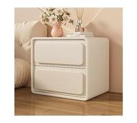 Bedroom Wood Cream Style Nightstand Solid Color Simple Two-Drawer Bedside end Table Furniture Large Capacity Storage Storage