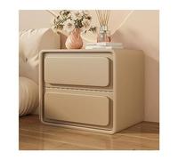 Bedroom Wood Cream Style Nightstand Solid Color Simple Two-Drawer Bedside end Table Furniture Large Capacity Storage Storage