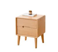 Bedroom Wood Nightstand Simple Storage Small Extra Narrow Night Stand for Bedroom Vintage Solid Bedside Furniture Double Drawer Storage