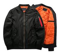 BEDSETS Mens Bomber Jackets Round Collar Waterproof MA-1 Flight Jacket | Bomber Jacket | Military Jacket with Multi Pocket (Black,4XL)