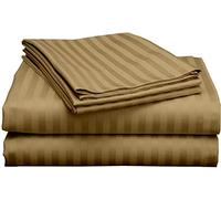 BEDSHEET WALA King Size Stripes Sheet Set - 4 Piece - Long Staple Egyptian Cotton Sateen Weave 800 Thread Count 38 Cm Deep Soft Wrinkle & Fade Resistant - Taupe