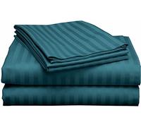 BEDSHEET WALA Single Size Stripes Sheet Set - 4 Piece - Long Staple Egyptian Cotton Sateen Weave 800 Thread Count 38 Cm Deep Soft Wrinkle & Fade Resistant - Dark Teal