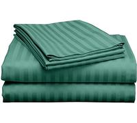 BEDSHEET WALA Super King Size Stripes Sheet Set - 4 Piece - Long Staple Egyptian Cotton Sateen Weave 800 Thread Count 40 Cm Deep Soft Wrinkle & Fade Resistant - Teal Green