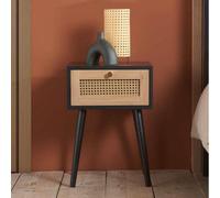 Birlea Croxley 1 Drawer Rattan Bedside in Black Birlea Black