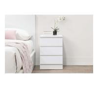 Oslo 3 Drawer White Bedside Table - Birlea - Wilko