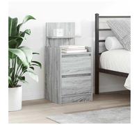 Bedside Cabinet 2-Drawer Grey Sonoma 38x34x80cm Engineered Wood Slim Nightstand.