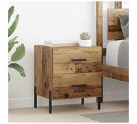 Bedside Cabinet 2-Drawer Old Wood 40x35x47.5cm Engineered Wood Small Black Legs
