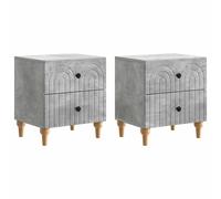 Bedside Cabinet 2-Drawer Pack of 2 Concrete Grey Engineered Wood 43x34.5x48cm UK