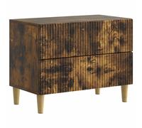 Bedside Cabinet 2 Drawers Smoked Oak Engineered Wood 62x34.5x48cm Modern Compact