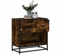 Bedside Cabinet 2-Drawers Smoked Oak Engineered Wood & Metal Compact 60x31x60cm
