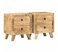 Bedside Cabinet 2 pcs 40x32x46 cm Solid Wood Rough Mango