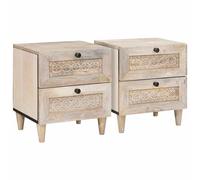 Bedside Cabinet 2 pcs Beige 40 x 33 x 46 cm Solid Acacia wood
