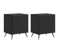 Bedside Cabinet 2 pcs Black Engineered Wood 43x34.5x50cm Vintage Modern Storage