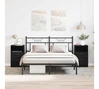 Bedside Cabinet 2-Piece Black Oak 40x35x65 cm Engineered Wood Small Nightstand