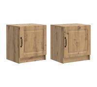 Bedside Cabinet 2pc Artisan Oak Engineered Wood 43x34.5x47cm Vintage Nightstand