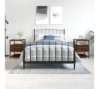 Bedside Cabinet 2pc Brown Oak Engineered Wood & Iron 40x42x56 cm Modern Storage