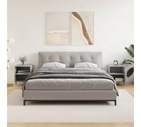 Bedside Cabinet 2pc Concrete Grey 40x30x50cm Engineered Wood & Iron Compact Set