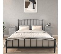 Bedside Cabinet 2pc Concrete Grey Engineered Wood & Metal 40x35x70 cm Modern XL