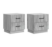 Bedside cabinet 2pc Grey Sonoma 43x34.5x44.5cm Engineered wood 4 drawers vintage