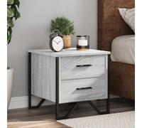 Bedside Cabinet 2pc Grey Sonoma Engineered Wood Metal Legs 40x41x40 cm 2-Drawer