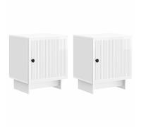 Bedside Cabinet 2pc High Gloss White 43x34.5x50cm Engineered Wood Compact Drawer