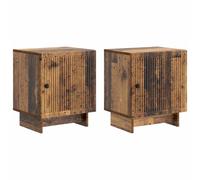 Bedside Cabinet 2pc Old Wood Engineered Wood 43x34.5x50cm Vintage Storage Accent