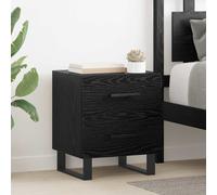 Bedside Cabinet 2pc Set Black Oak 40x35x47.5cm Engineered Wood & Iron Nightstand