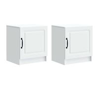 Bedside Cabinet 2pc Set White Engineered Wood 43x34.5x47cm Vintage Nightstand UK