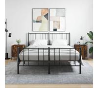 Bedside Cabinet 2pc Smoked Oak 40x40x50 cm Engineered Wood & Iron Modern Storage