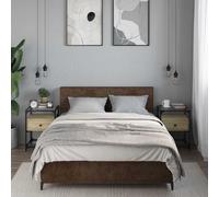 Bedside cabinet 2pc Sonoma Oak 40x40x55cm Engineered wood glass steel shelf