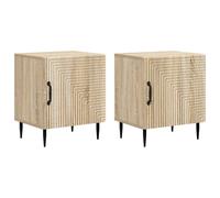 Bedside Cabinet 2pc Sonoma Oak 43x34.5x50cm Engineered Wood Tapered Legs Storage