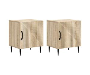 Bedside Cabinet 2pc Sonoma Oak 43x34.5x50cm Engineered Wood Tapered Legs Storage