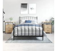 Bedside Cabinet 2pc Sonoma Oak 44x45x60cm Engineered Wood & Iron Frame x2 Sturdy