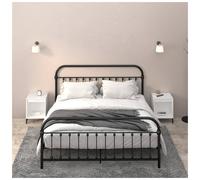 Bedside cabinet 2pc White 40x35x50cm Engineered Wood Metal Modern Nightstand Set