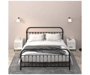 Bedside cabinet 2pc White 40x35x50cm Engineered Wood Metal Modern Nightstand Set