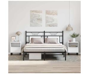 Bedside Cabinet 2pc White Engineered Wood Metal Legs 40x35x50cm Modern Compact