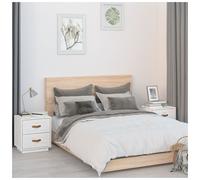 Bedside cabinet 2pcs 2-drawer Solid Pinewood White 40x34x45cm Nightstand Rustic