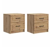 Bedside cabinet 2pcs Artisan oak 43x34.5x44.5cm Engineered wood 4-drawer Vintage