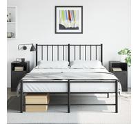 Bedside Cabinet 2pcs Black Cold-Rolled Steel 34.5x39x62 cm Modern Compact