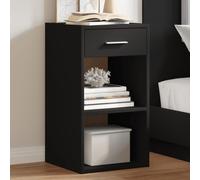 Bedside cabinet 2pcs Black Engineered Wood 35x34x65cm Nightstand with Drawer Set