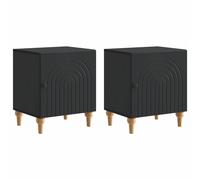 Bedside Cabinet 2pcs Black Engineered Wood 43x34.5x50cm Nightstand Storage Unit
