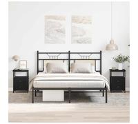 Bedside cabinet 2pcs Black Oak 34x35.5x50 cm Engineered Wood with Metal Legs Set