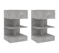 Bedside Cabinet 2pcs Concrete Grey 40x35x65cm Engineered Wood Nightstand Pair.