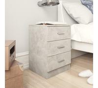 Bedside Cabinet 2pcs Engineered Wood Concrete Grey 38x35x56cm SmokedOak 3drwrs.