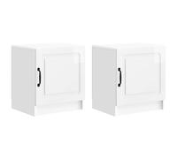Bedside Cabinet 2pcs High Gloss White Engineered Wood 43x34.5x47cm Nightstand x2
