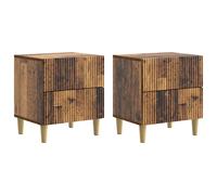 Bedside Cabinet 2pcs Old Wood Engineered Wood 43x34.5x48cm 2 Drawers Modern Pair